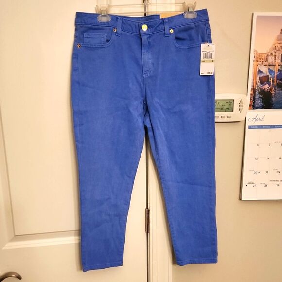Michael Kors Izzy Cropped Skinny Jeans In "Oxford Blue" Size 8 NWT - Picture 1 of 9